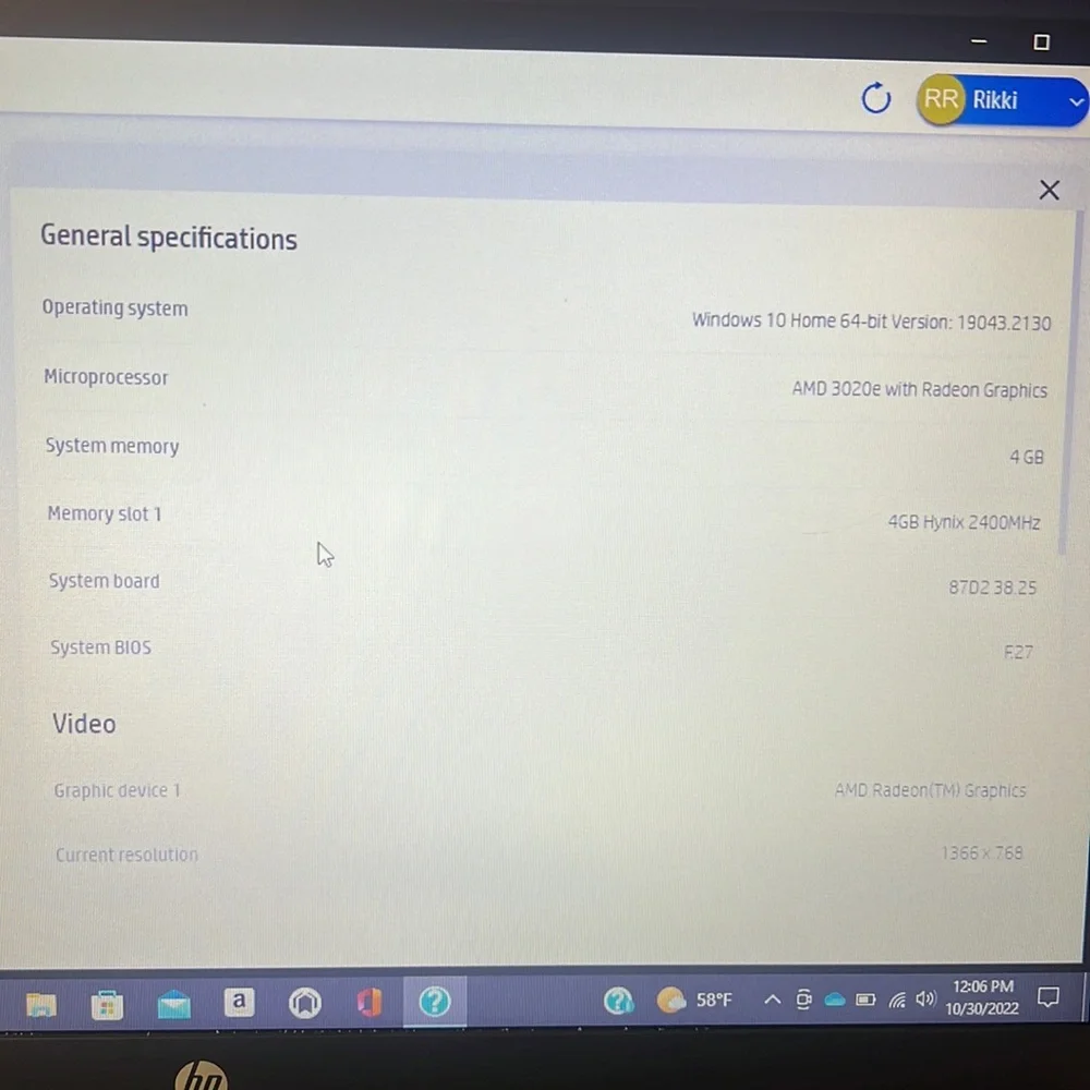 HP 255 G8 Notebook PC Model (1W9Z3AV)